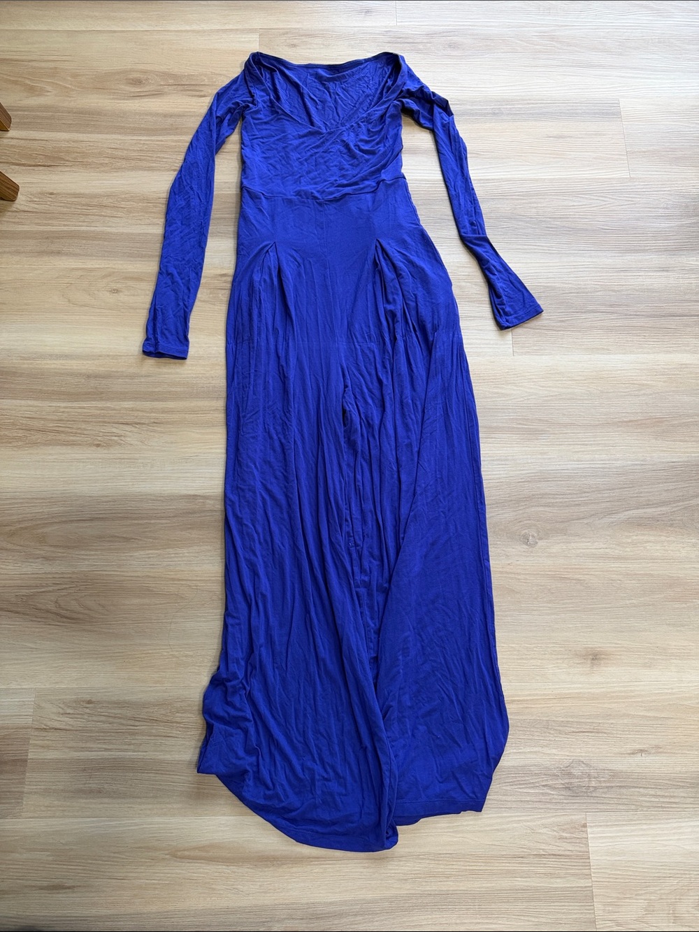 Long Sleeve V-Neck Maxi Dress - Cobalt Blue